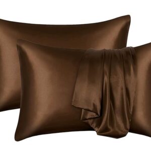 Glossy Coffee Silk-Pillowcase