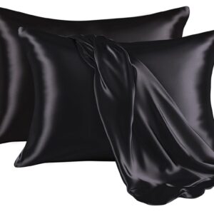 Glossy Black Silk-Pillowcase