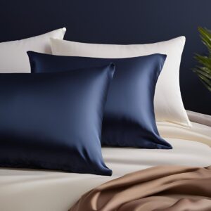Glossy Navy Bluse Silk-Pillowcase