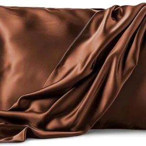 Glossy Brown Silk-Pillowcase