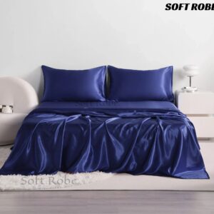 Navy Blue Silk Flat Sheet