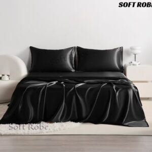 Glossy Black Silk Flat Sheet