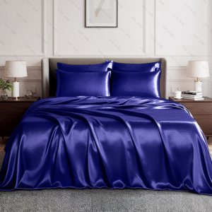 Glossy Blue Silk Flat Sheet