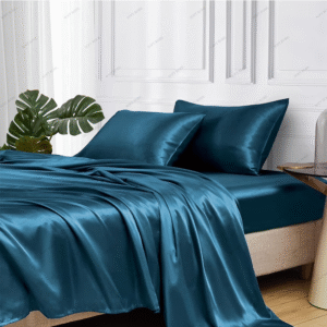 Glossy Teal Silk Flat Sheet