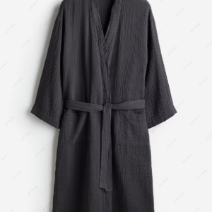 Premium Charcoal Black Muslin Bathrobe