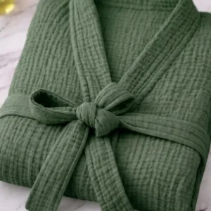 Premium Dark Green Muslin Bathrobe
