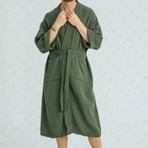 Premium Dark Green Muslin Bathrobe