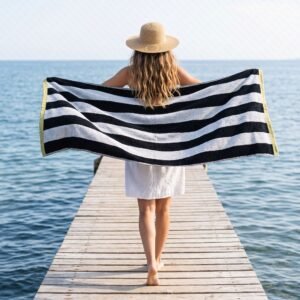 Cotton Black Stripe Towel
