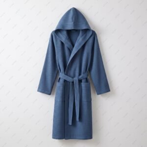 Premium Dusty Blue Waffle Hooded Robe